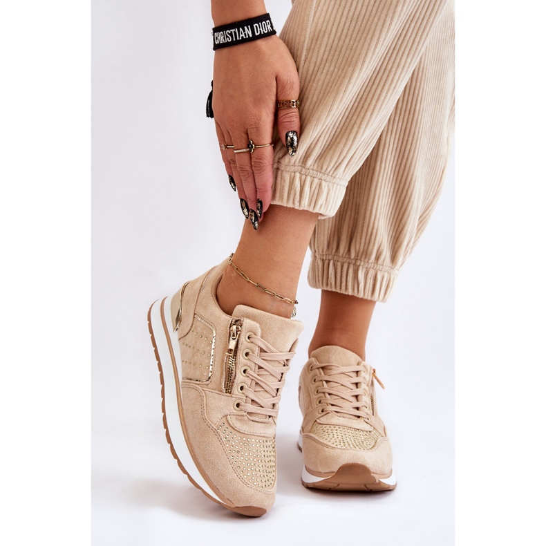 Deportivas De Mujer Con Cremallera Decorativa Adrea Beige 1