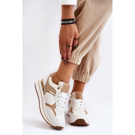 PG1 Deportivas Mujer Cuña De Moda Blanco Y Beige Yuki 1