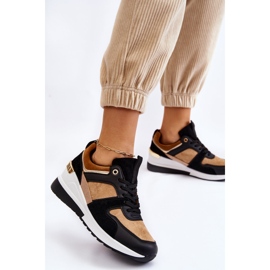 PG1 Zapatillas clásicas de cuña Collide en beige y negro 2