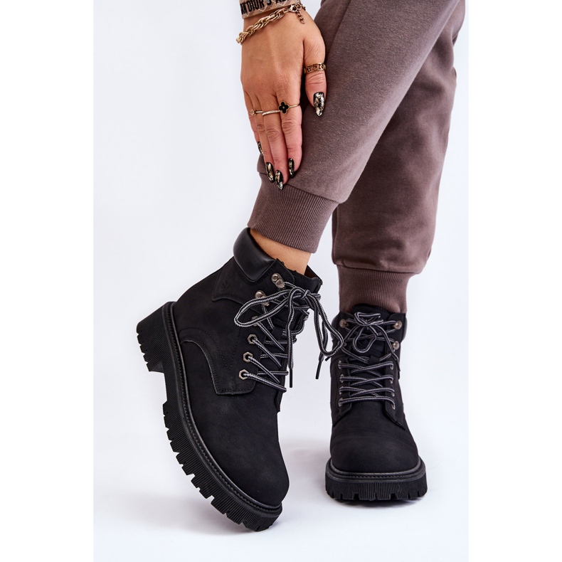PG1 Botas con aislamiento para mujer Botas negras con cordones hasta la mitad negro 1