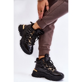 Botas Deportivas Con Aislamiento Para Mujer Trappers Con Cordones Black Bastini negro 3