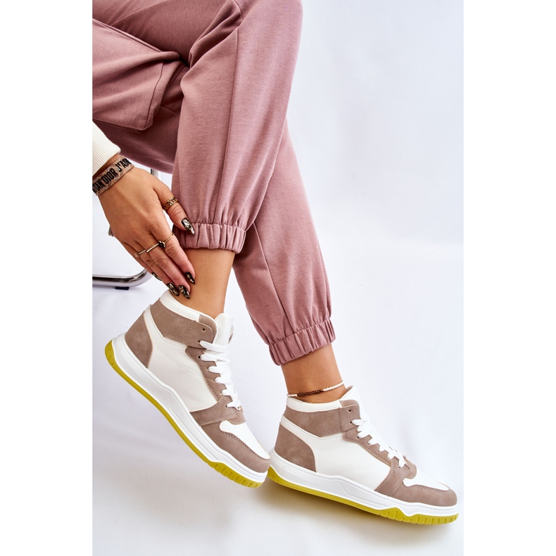 BM Zapatillas Deportivas Altas Mujer Zapatillas Blancas y Beige Rumor blanco 2