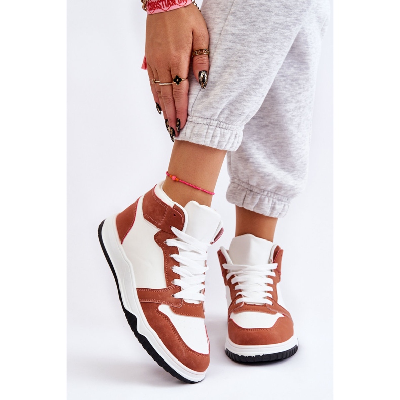 BM Zapatillas Deportivas Mujer Altas Sneakers Blanco Camel Rumor marrón 1