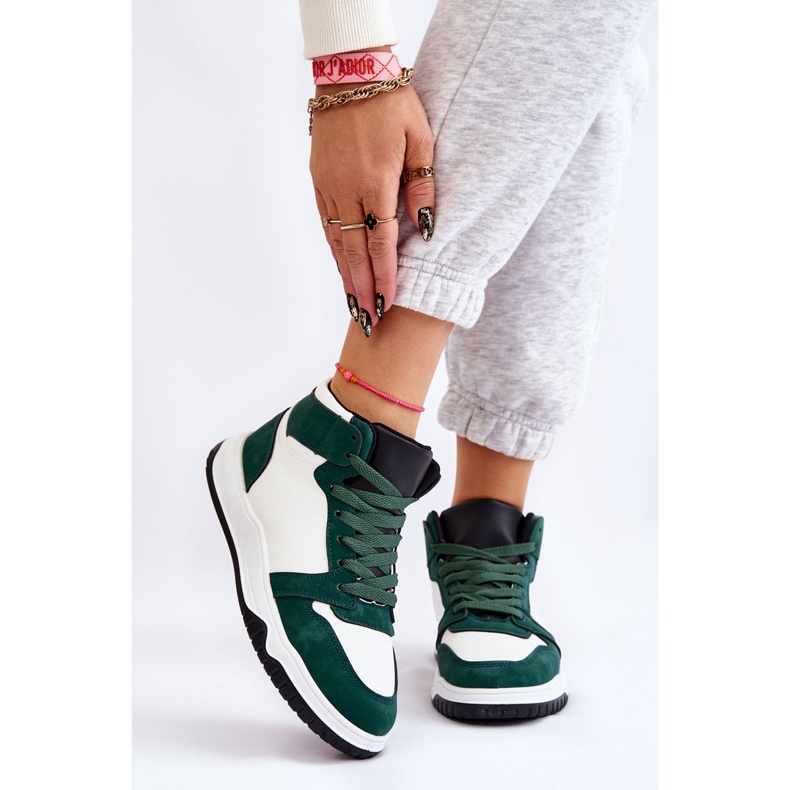 BM Zapatillas Deportivas Altas Mujer Sneakers Blanco-Verde Rumor 1