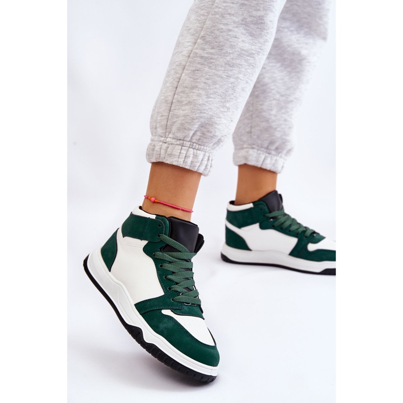 BM Zapatillas Deportivas Altas Mujer Sneakers Blanco-Verde Rumor 2