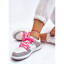 Zapatillas Mujer Clásicas Doble Cordones Blanco-Gris Jella 7