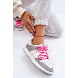 Zapatillas Mujer Clásicas Doble Cordones Blanco-Gris Jella 6