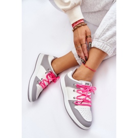 Zapatillas Mujer Clásicas Doble Cordones Blanco-Gris Jella 8