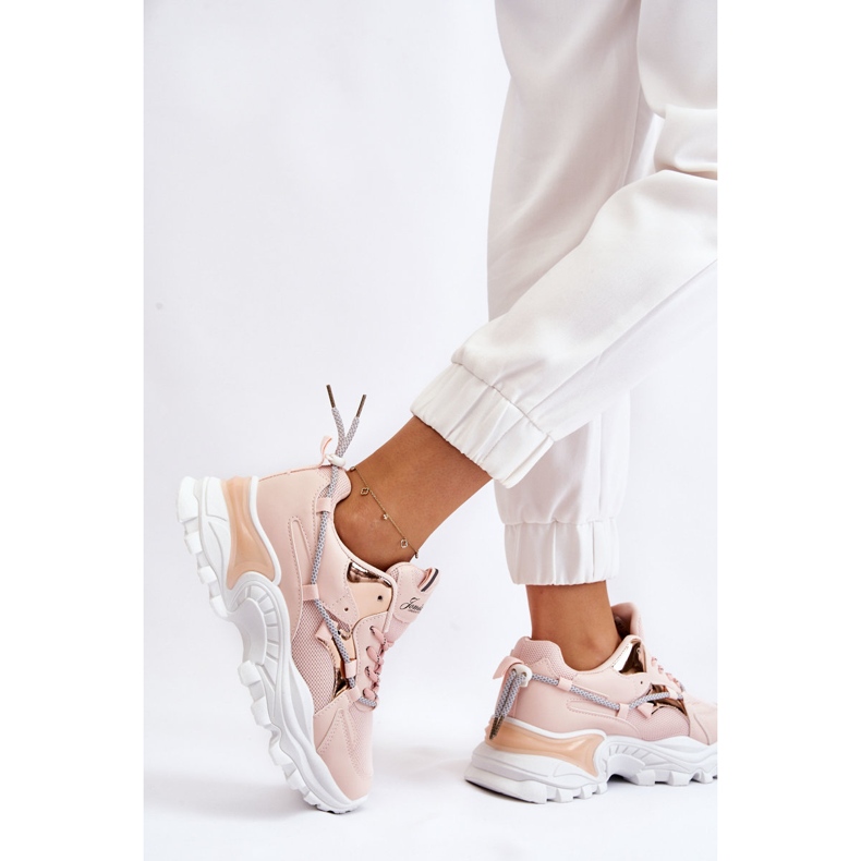 PA1 Zapatos Deportivos De Mujer Con Cordones En La Plataforma Rosa Minea 2