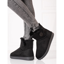 Cálidas botas de nieve para mujer Shelovet negras con botón. negro 2