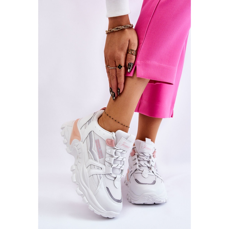 BM Zapatillas Mujer De Moda Con Plataforma Blanco-Rosa Biko rosado 1
