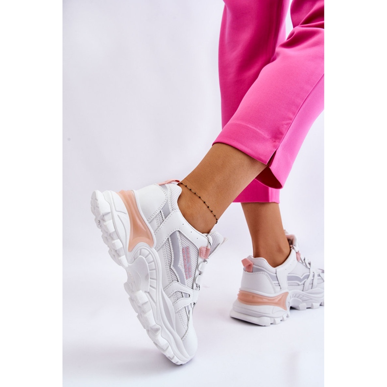 BM Zapatillas Mujer De Moda Con Plataforma Blanco-Rosa Biko rosado 2