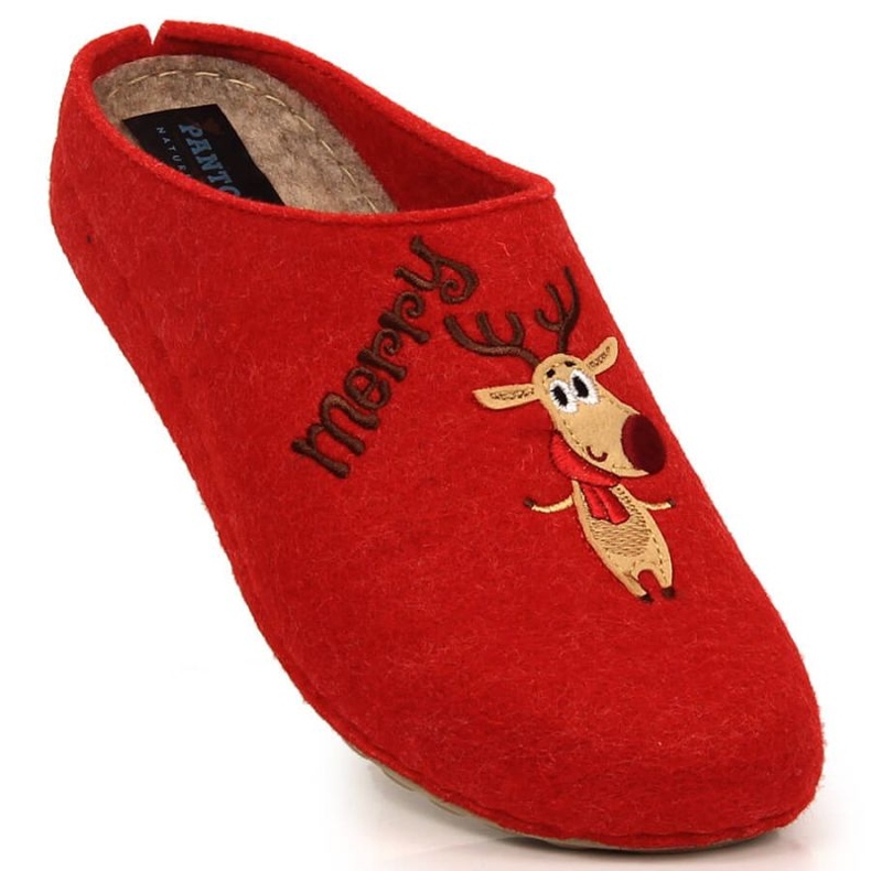 Pantuflas navideñas de fieltro Panto Fino KK267037 INT1769 rojo 1