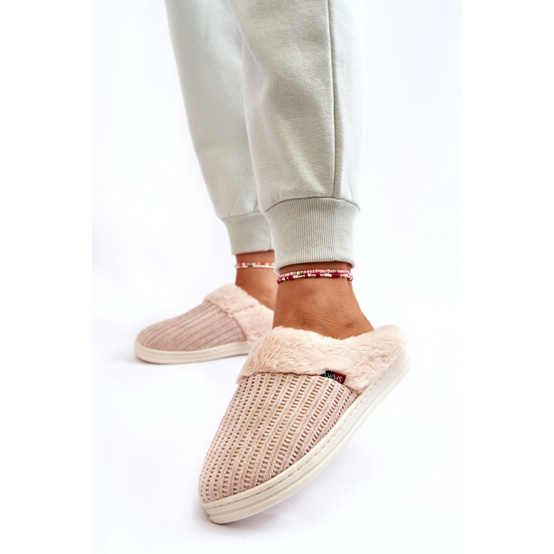 PA1 Pantuflas De Mujer Con Aislamiento Sin Cordones Con Piel Beige Leriss 2