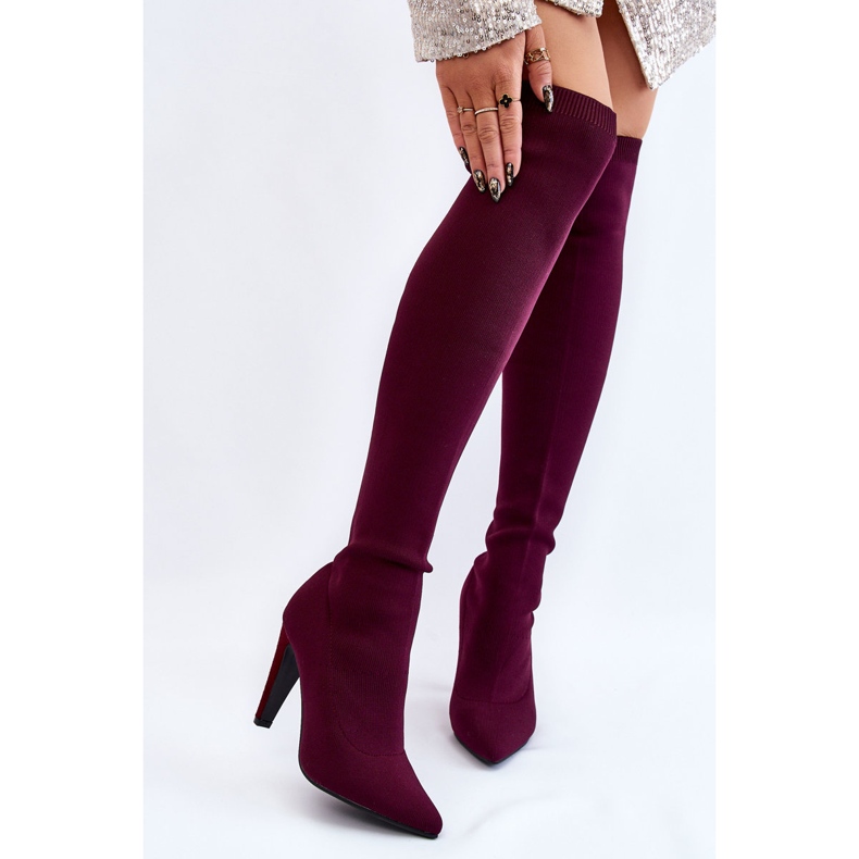 BM Botas Tacón Con Calcetín Burdeos Renoli rojo multicolor 1