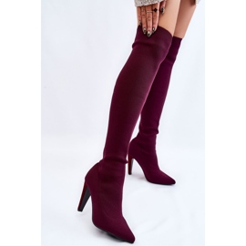 BM Botas Tacón Con Calcetín Burdeos Renoli rojo multicolor 2