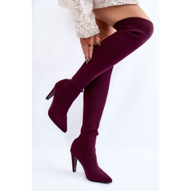 BM Botas Tacón Con Calcetín Burdeos Renoli rojo multicolor 4