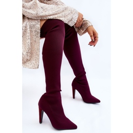 BM Botas Tacón Con Calcetín Burdeos Renoli rojo multicolor 7