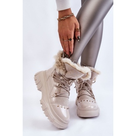 Botas De Mujer Con Cordones De Pelo Beige Merron Claro 1 Botas De Mujer Con Cordones De Pelo Beige Merron Claro 1