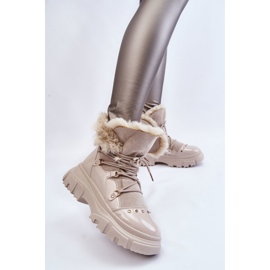 Botas De Mujer Con Cordones De Pelo Beige Merron Claro 2 Botas De Mujer Con Cordones De Pelo Beige Merron Claro 2