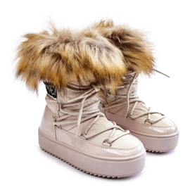 Botas De Nieve Insuladas Para Niños Con Cordones Beige Colioris marrón 6