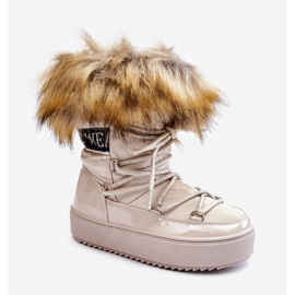 Botas De Nieve Insuladas Para Niños Con Cordones Beige Colioris marrón 1
