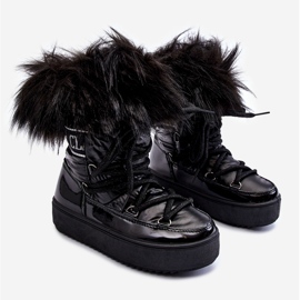 PM1 Botas De Nieve Con Aislamiento Para Niños Con Cordones Negro Colioris 3