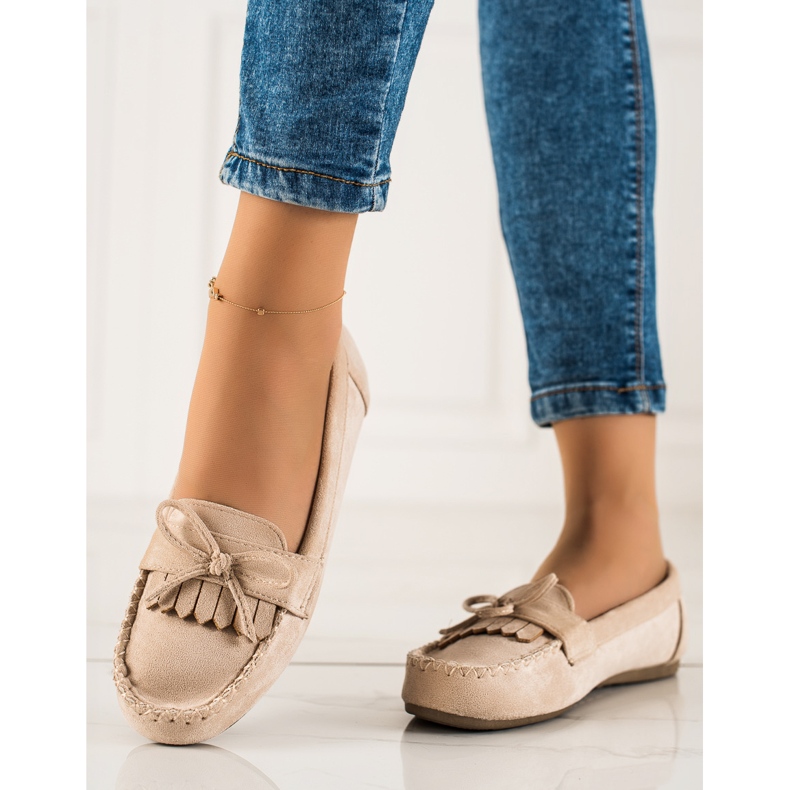 TRENDI Mocasines casuales de ante beige 1