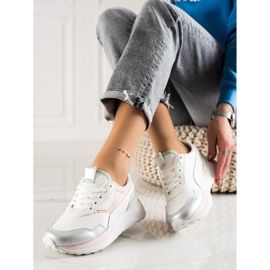 TRENDI Zapatillas de colores en la plataforma blanco rosado 1