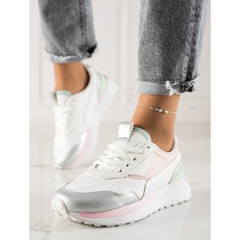 TRENDI Zapatillas de colores en la plataforma blanco rosado 3