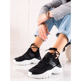 TRENDI Zapatillas de moda con cordones negro 1
