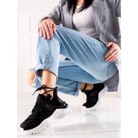 TRENDI Zapatillas de moda con cordones negro 2