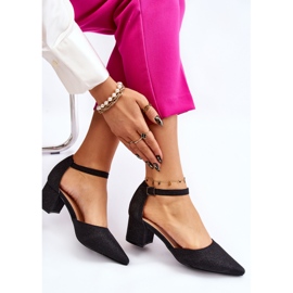 PG1 Bombas de tacón bajo brillantes de moda Black Leilany negro 6
