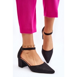 PG1 Bombas de tacón bajo brillantes de moda Black Leilany negro 5