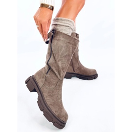 Botas planas de mujer color caqui beige 2