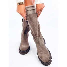 Botas planas de mujer color caqui beige 1
