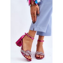 PA1 Sandalias De Tacón Bajo Con Pedrería Monra Fucsia rosado 2