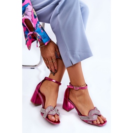 PA1 Sandalias De Tacón Bajo Con Pedrería Monra Fucsia rosado 9