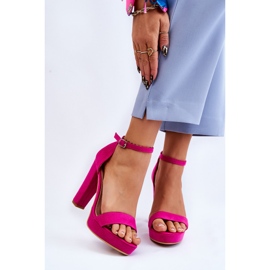PA1 Espectaculares Sandalias Ante Tacón Fucsia rosado 2