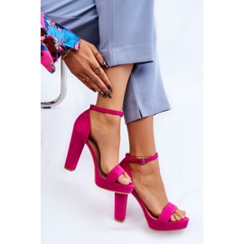PA1 Espectaculares Sandalias Ante Tacón Fucsia rosado 10
