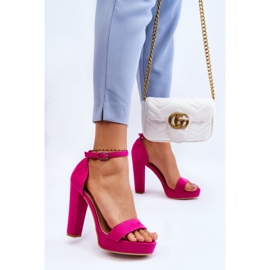 PA1 Espectaculares Sandalias Ante Tacón Fucsia rosado 4
