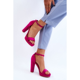 PA1 Espectaculares Sandalias Ante Tacón Fucsia rosado 3