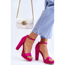 PA1 Espectaculares Sandalias Ante Tacón Fucsia rosado 5