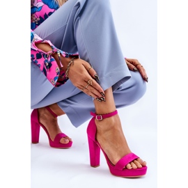 PA1 Espectaculares Sandalias Ante Tacón Fucsia rosado 7