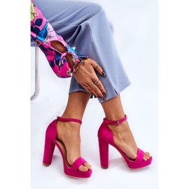 PA1 Espectaculares Sandalias Ante Tacón Fucsia rosado 8