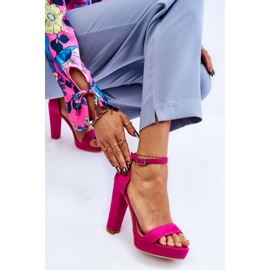PA1 Espectaculares Sandalias Ante Tacón Fucsia rosado 9