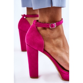 PA1 Espectaculares Sandalias Ante Tacón Fucsia rosado 6