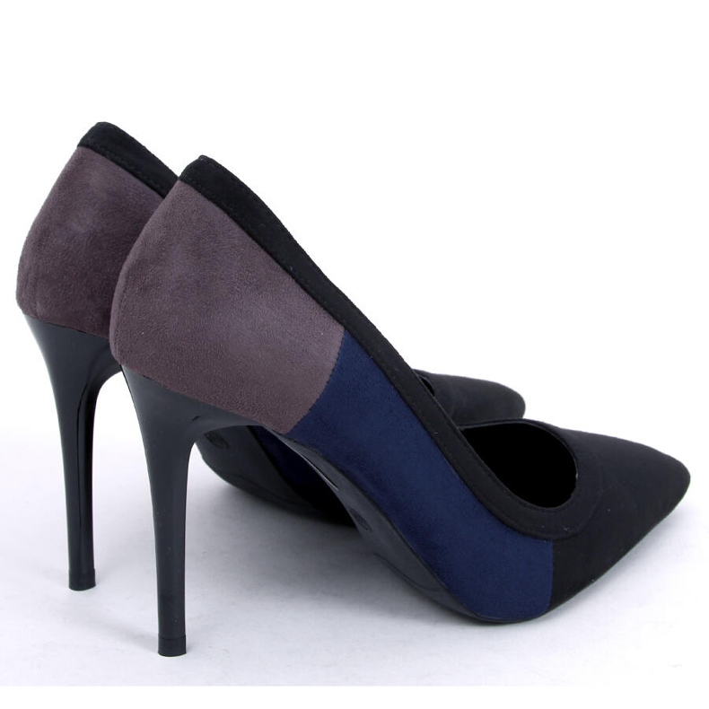 BM Stilettos de mujer tricolor LT104P NEGRO / AZUL / GRIS 1
