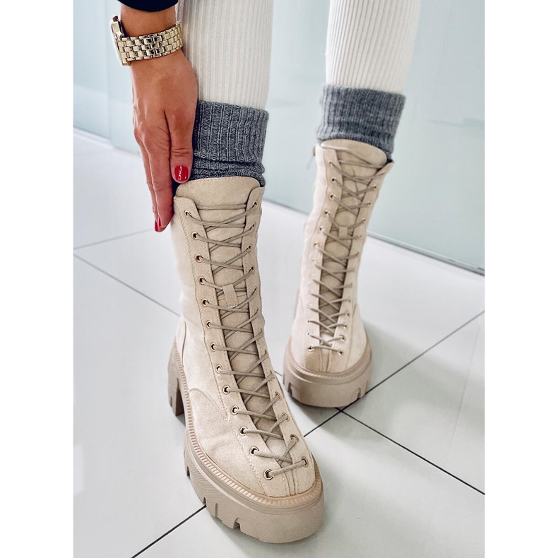 BM Botas con cordones de mujer Wayne Beige 2
