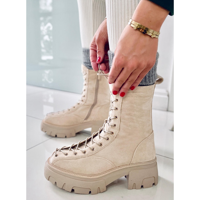 BM Botas con cordones de mujer Wayne Beige 1 BM Botas con cordones de mujer Wayne Beige 1